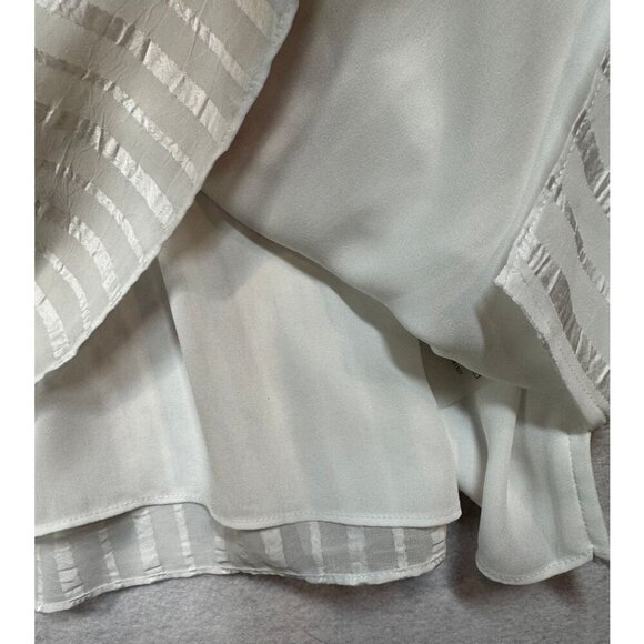 Vince Camuto V-Neck Blouse Ivory Striped Top Balloon Sleeves Holiday Women's 2X - Picture 6 of 11